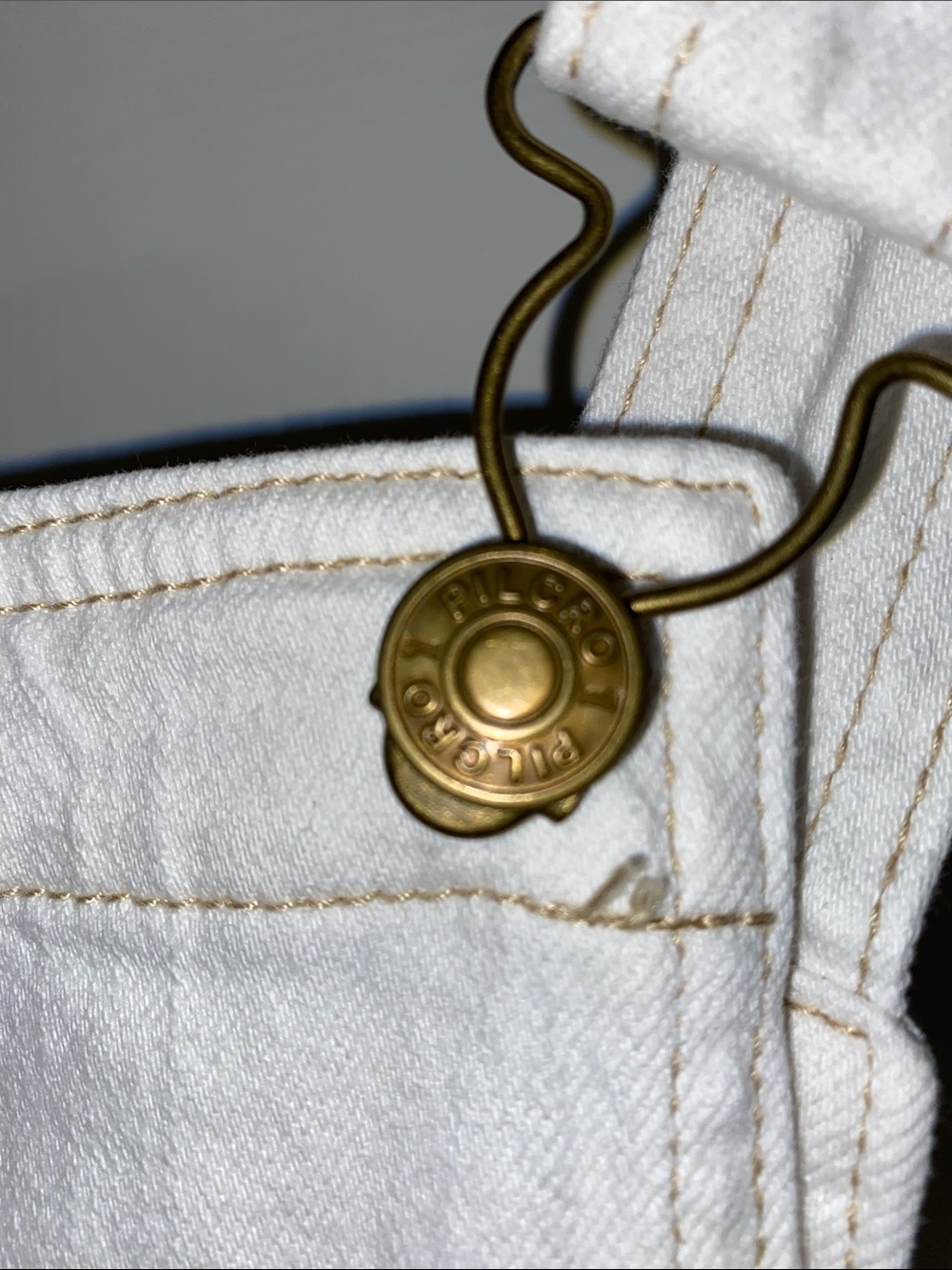 Pilcro Cream Denim Short Overalls - Picture 8 of 9